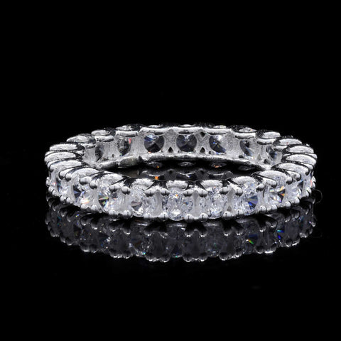 925 Sterling Silver Multi White Stone Ring Band