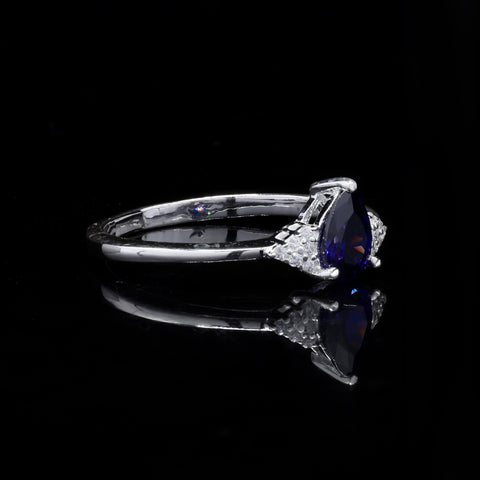 Fresh Arrival !! 925 Sterling Silver Purple Stone & Zircon Ring,Faceted Zircon Gems Ring, Delicate Ring For Women Gift