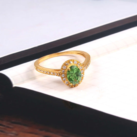 925 Sterling Silver Handmade Gold Plated Zircon Ring