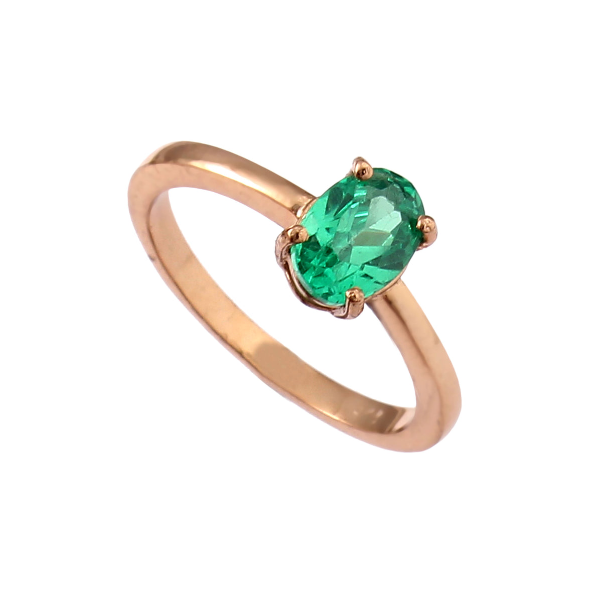 Rose Gold-Plated Oval Faux Emerald Ring by Jewelldiro: A Touch of Elegance