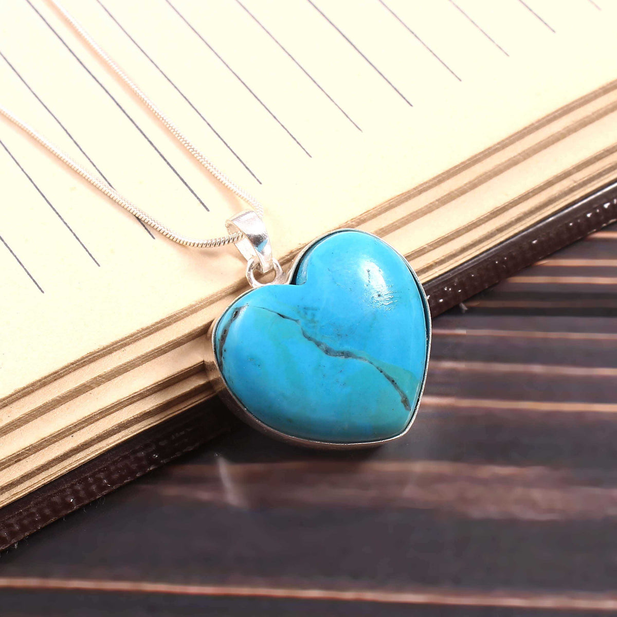 Silver Turquoise Heart Pendant