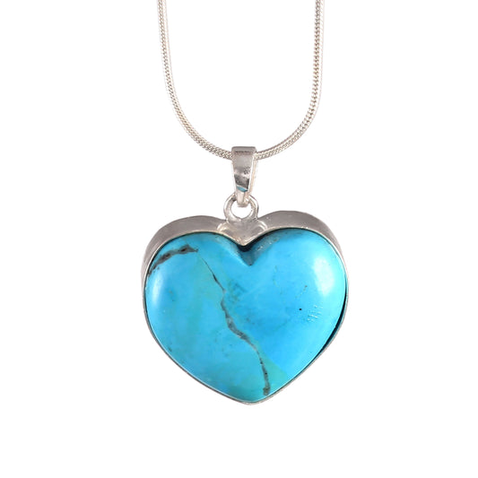 Solid 925 Sterling Silver Turquoise Heart Pendant Birthday Gifts for Wife