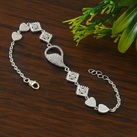 Silver Zircon Charm Bracelet