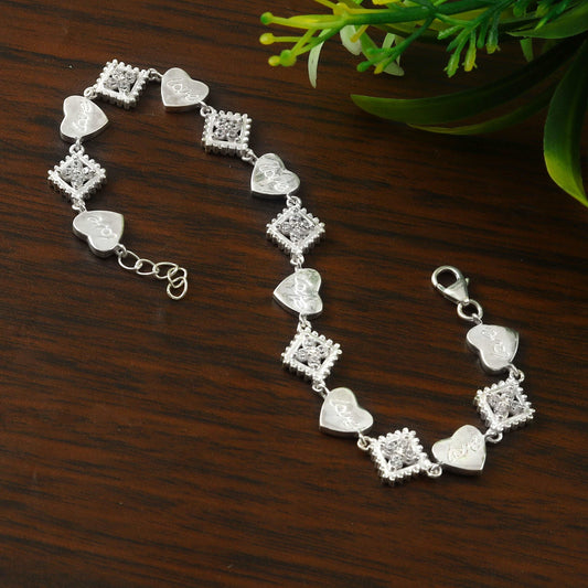 Silver Zircon Charm Bracelet