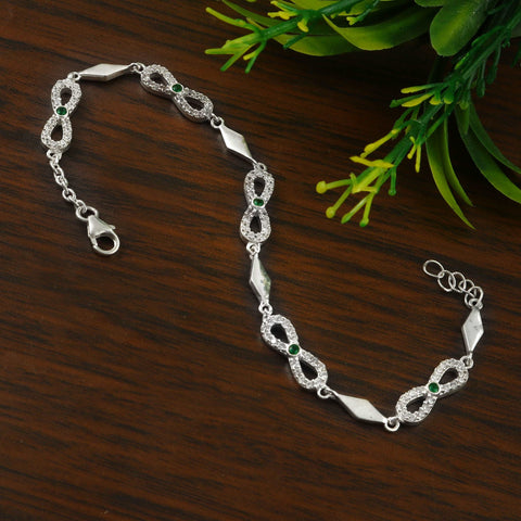 Silver Zircon Infinity Charm Bracelet