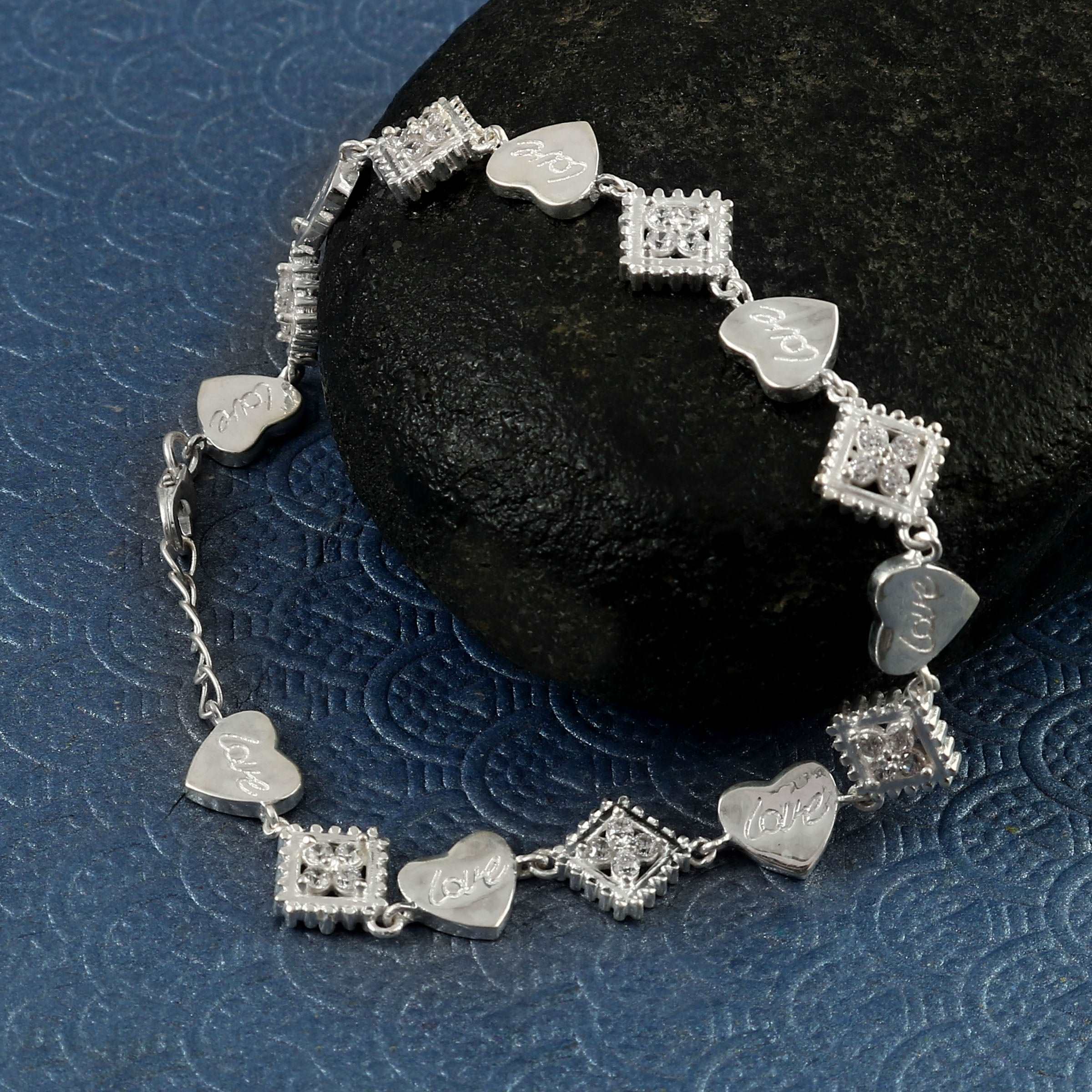 Silver Zircon Charm Bracelet