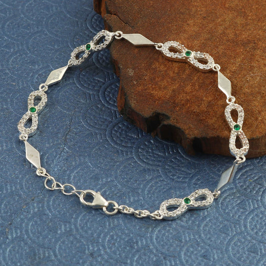 Silver Zircon Infinity Charm Bracelet