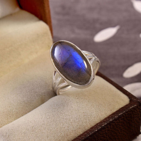 Silver Labradorite Ring