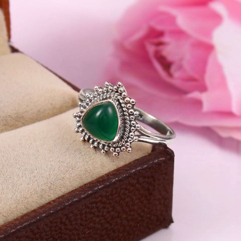 Silver Green Onyx Ring