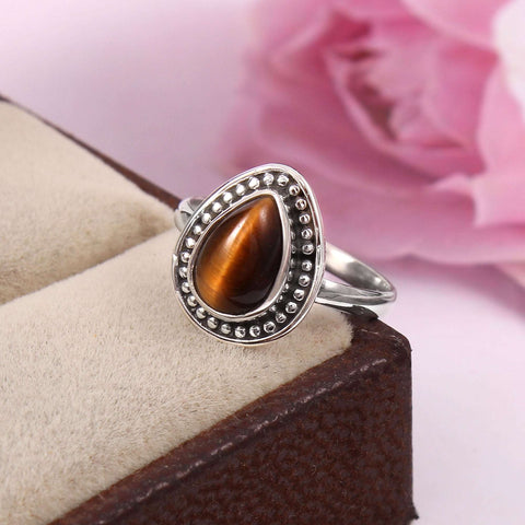 Silver Tiger's Eye Ring