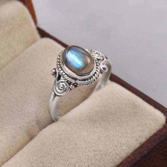 Silver Labradorite Ring