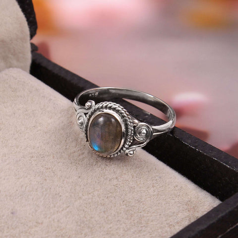 Silver Labradorite Ring