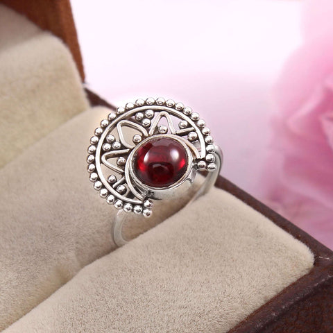 Silver Garnet Ring