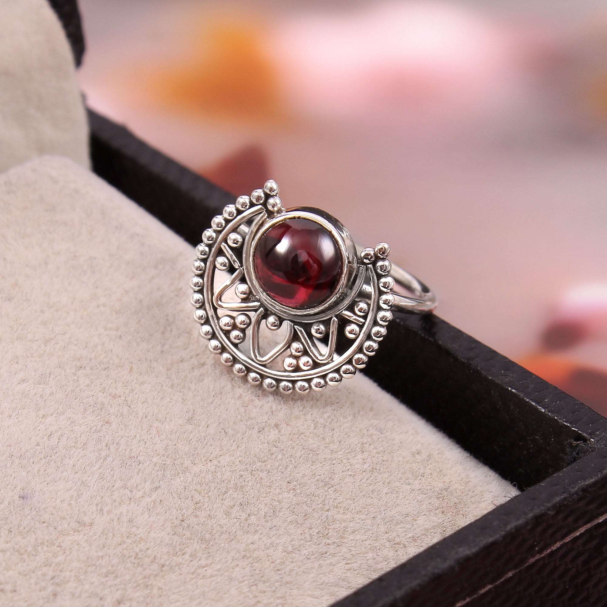 Silver Garnet Ring