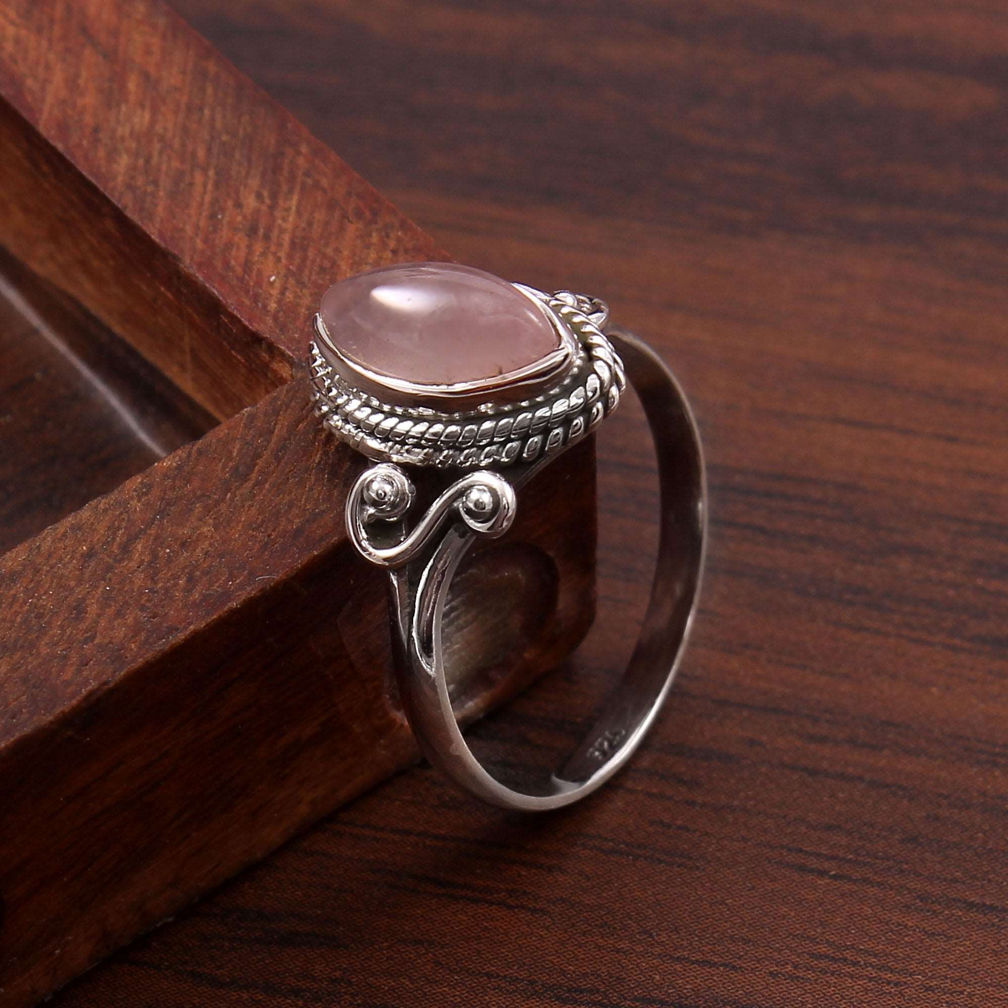 Silver Rose Quartz Ring