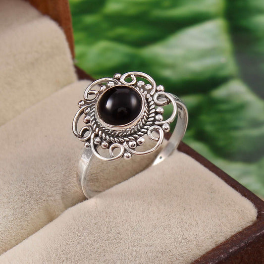 Silver Black Onyx Ring