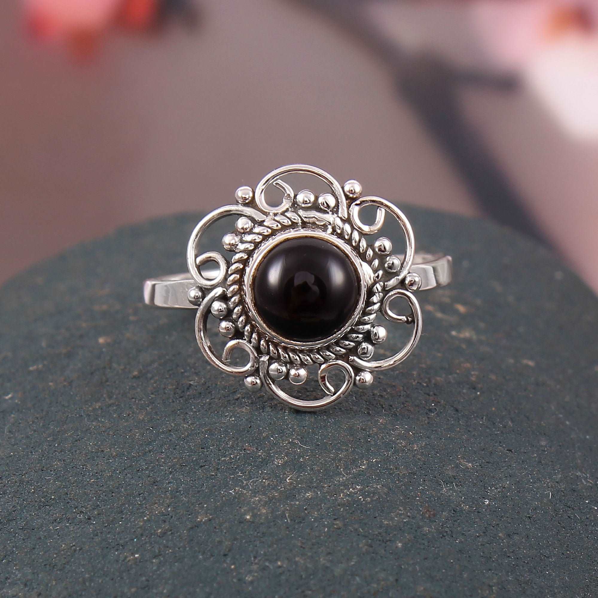 Silver Black Onyx Ring