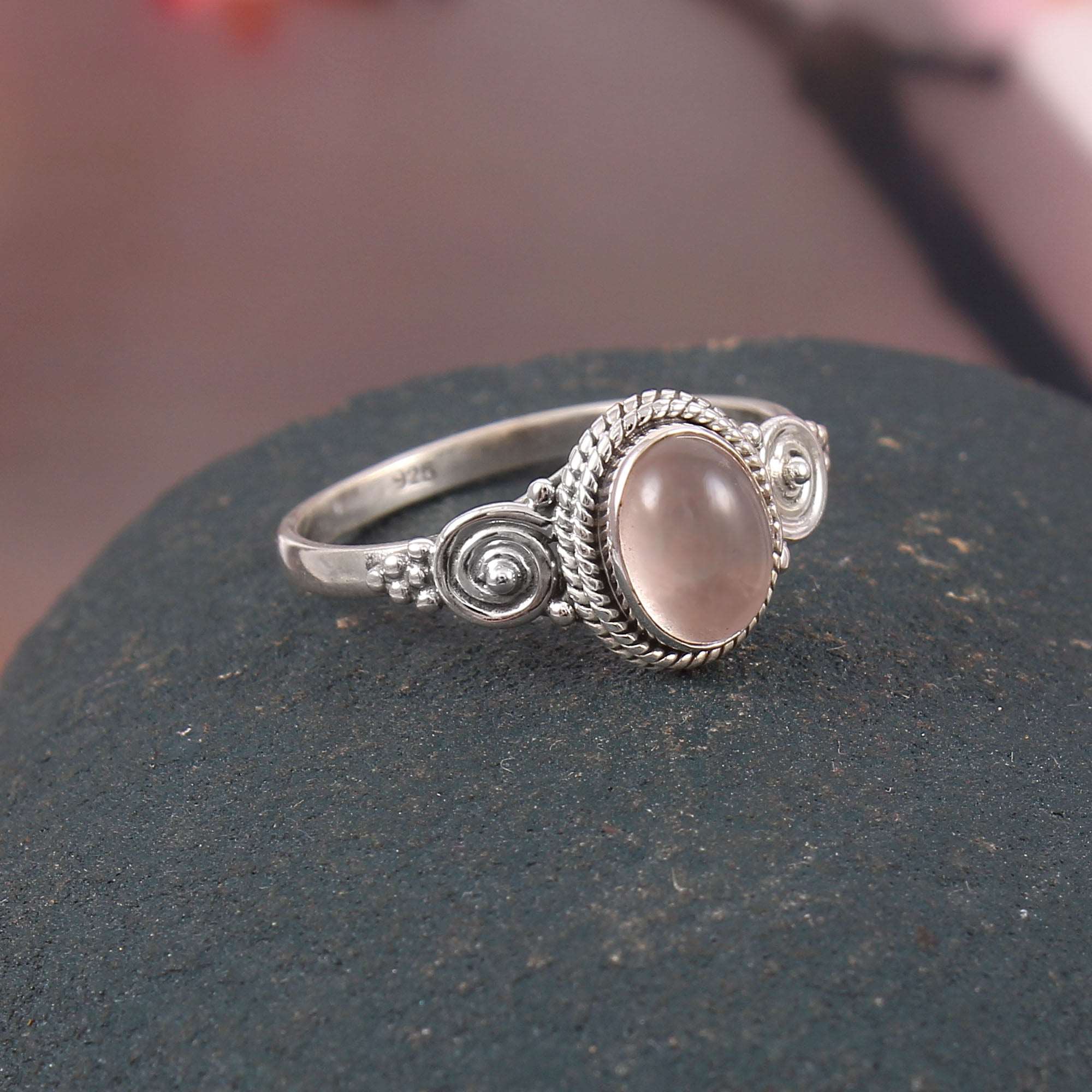 Silver Rose Quartz Ring