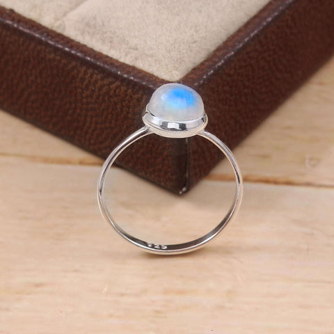 Silver Rainbow Moonstone Ring