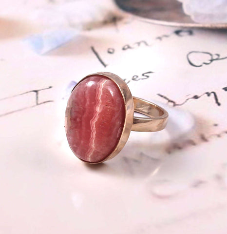 Golden Rhodochrosite Ring