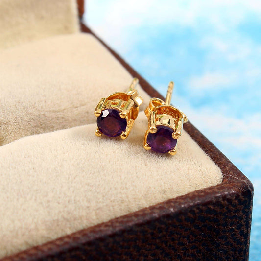 Golden Garnet Stud Earrings