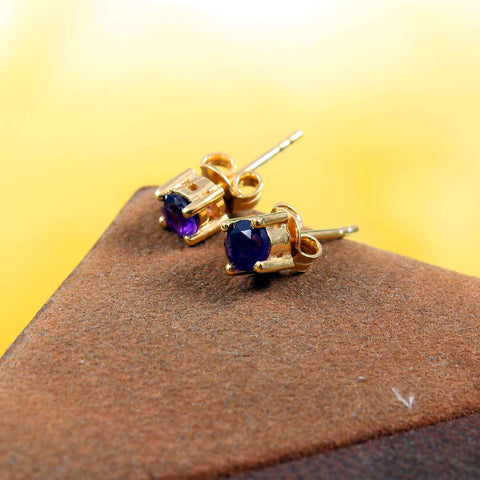 Golden Garnet Stud Earrings