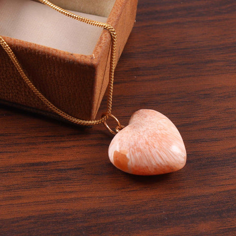 925 Sterling Silver With Gold Plating Natural Pink Scolecite Heart Pendant