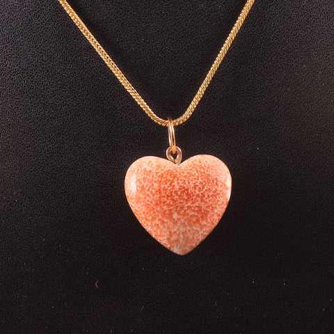 925 Sterling Silver With Gold Plating Natural Pink Scolecite Heart Pendant