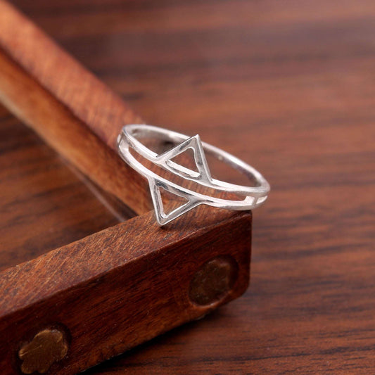 Silver Double Triangle Ring