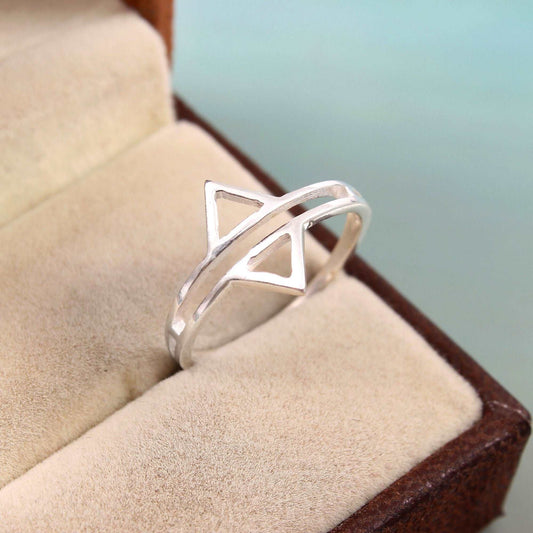 Silver Double Triangle Ring