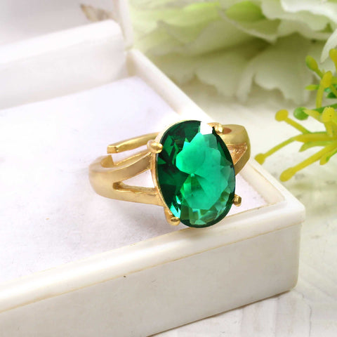 925 Sterling Silver Green Stone Adjustable Ring