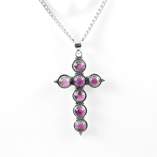 Best Sale! Natural Amethyst Cross Pendant 925 Silver Handmade Pendant For Gift