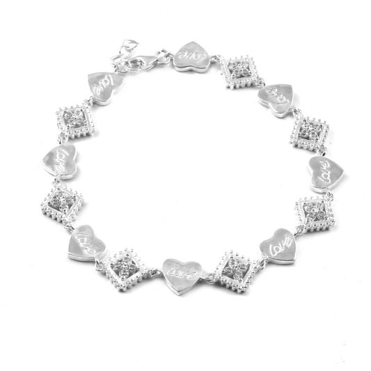 925 Sterling Silver Handmade Adjustable Zircon Charm Bracelet