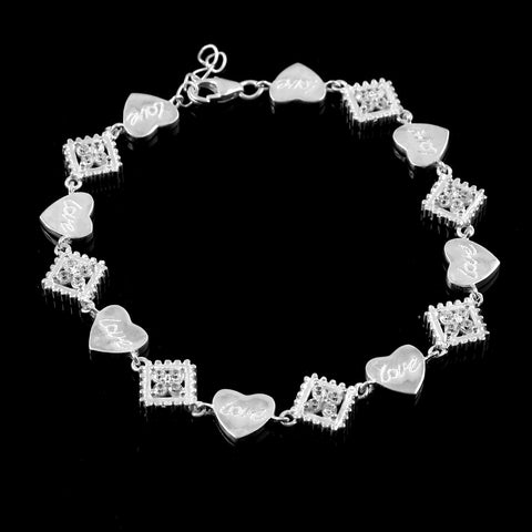 925 Sterling Silver Handmade Adjustable Zircon Charm Bracelet