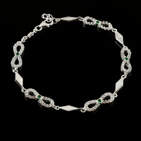 Solid 925 Sterling Silver Adjustable Zircon Infinity Charm Bracelet For Birthday Gift