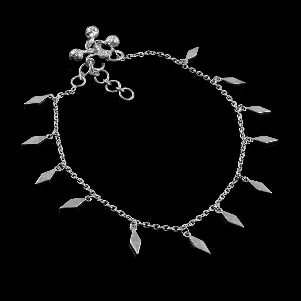 925 sterling silver and white zircon gemstones Charm Designer Anklet/Payal