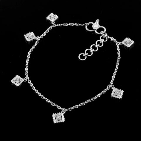 925 sterling silver and white zircon Charm Designer Anklet/Payal