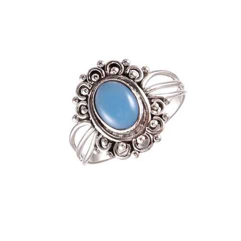 Handmade 925 Sterling Silver Ring with Blue Chalcedony – Ideal Gift for Her