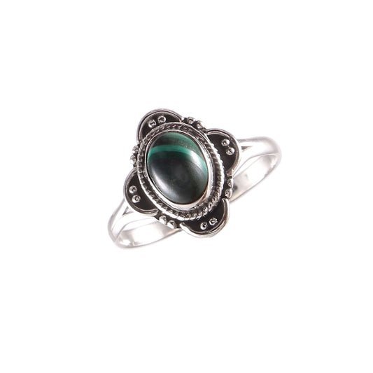 Elegant 925 Sterling Silver Malachite Ring: A Statement of Timeless Beauty