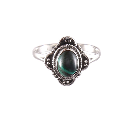 Elegant 925 Sterling Silver Malachite Ring: A Statement of Timeless Beauty