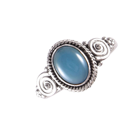 925 Sterling Silver Blue Chalcedony Ring by Jewelldiro