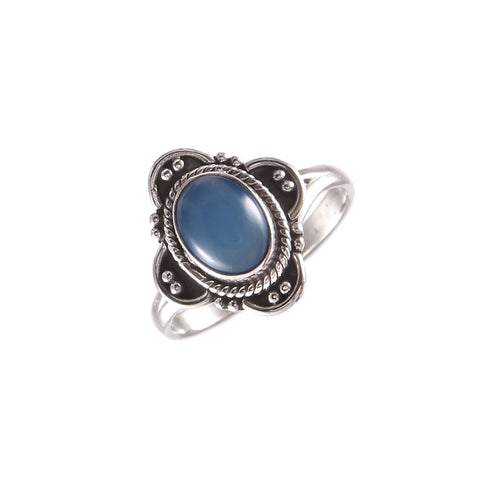 Solid 925 Sterling Silver Handmade Blue Chalcedony Ring By Jewelldiro Jewellery