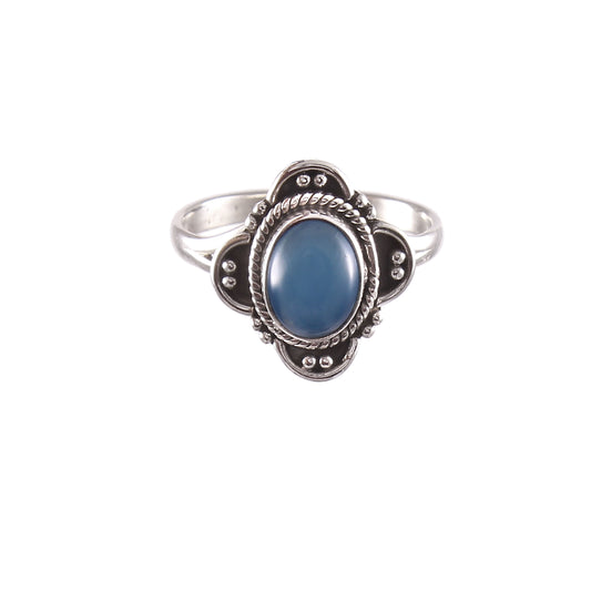 Solid 925 Sterling Silver Handmade Blue Chalcedony Ring By Jewelldiro Jewellery