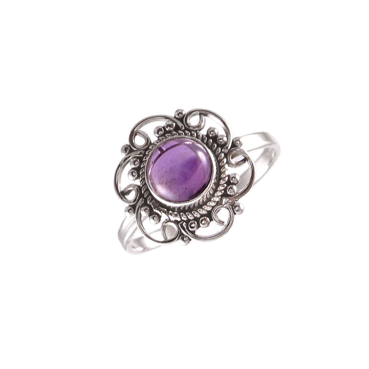 925 Sterling Silver and Natural Amethyst Handmade Ring For Gift