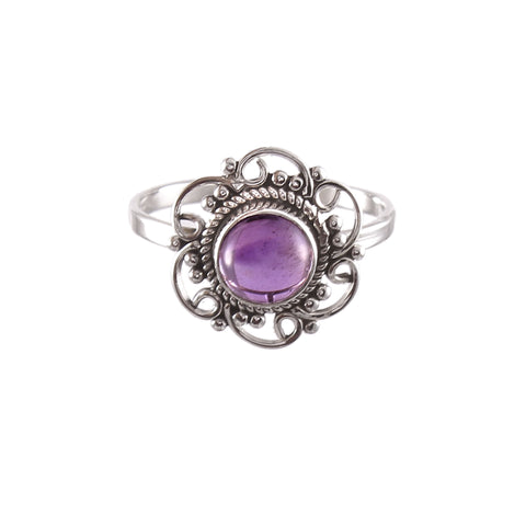 925 Sterling Silver and Natural Amethyst Handmade Ring For Gift