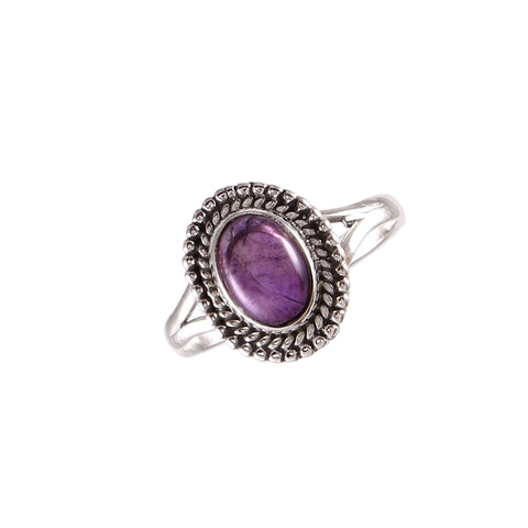 925 Sterling Silver Handmade Oval Amethyst Ring