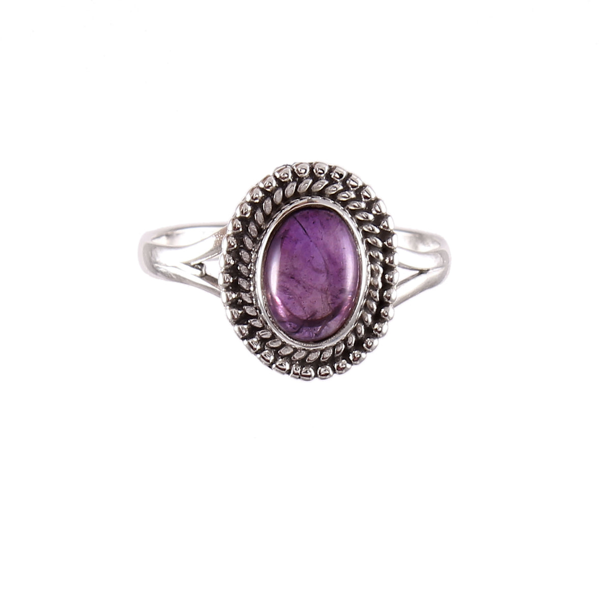 925 Sterling Silver Handmade Oval Amethyst Ring