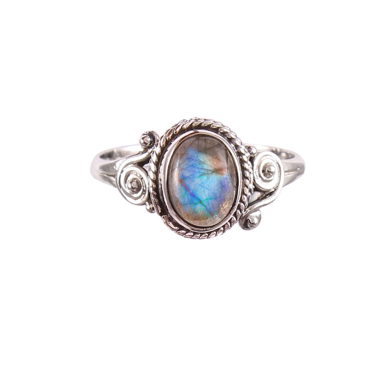 925 Sterling Silver Oval Labradorite Ring Gift For Her