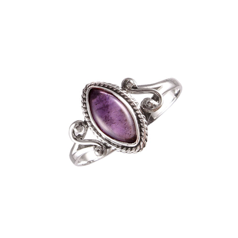 925 Sterling Silver Natural Amethyst Marquise Cut Gemstone Ring,Healing Crystal Ring, Gifts