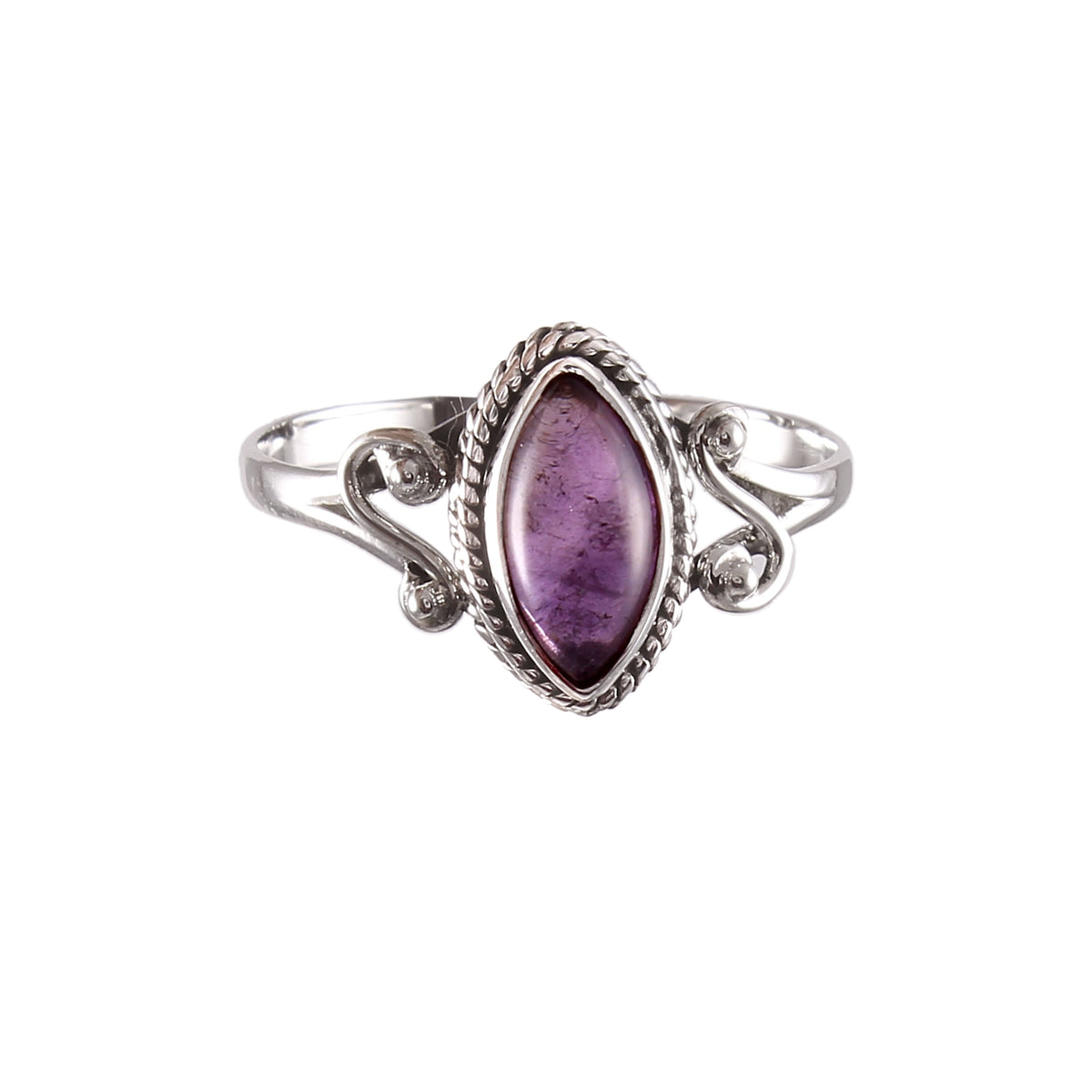 925 Sterling Silver Natural Amethyst Marquise Cut Gemstone Ring,Healing Crystal Ring, Gifts